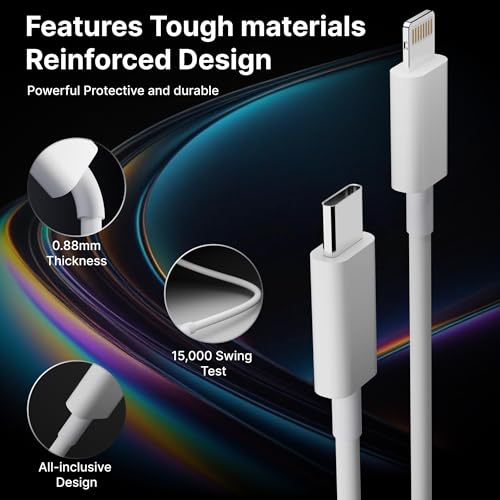 Basesailor USB C to Lightning Cable 1M [MFi Certified] iPhone Fast Charger Cable USB-C Power Delivery Charging Cord for iPhone 14/13/12/12 PRO Max/12 Mini/11/11PRO/XS/Max/XR/X/8/8Plus/iPad pack of 1 - Image 5