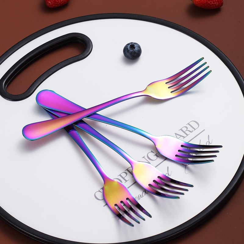 Berglander طقم شوك عشاء قوس قزح مكون من 4 قطع من بيرجلاندر من الفولاذ المقاوم للصدأ مع طلاء تيتانيوم متعدد الألوان - Image 3