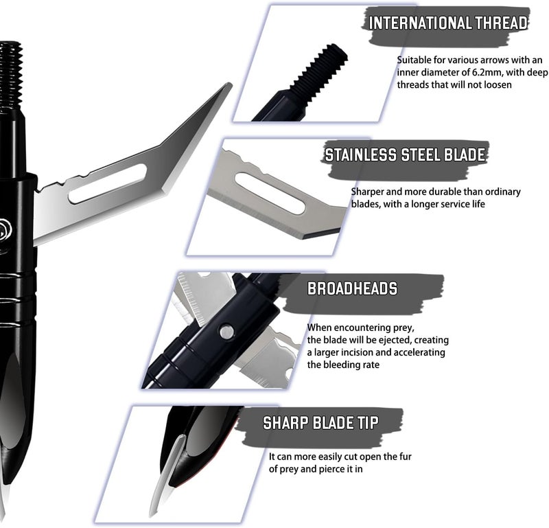 e5e10 12pcs Hunting Broadheads 100 Grain Archery Broadheads 420 Stainless Steel Higher Hardness 2-Blades + 1 pc Broadhead Case for Arrowheads - Image 3