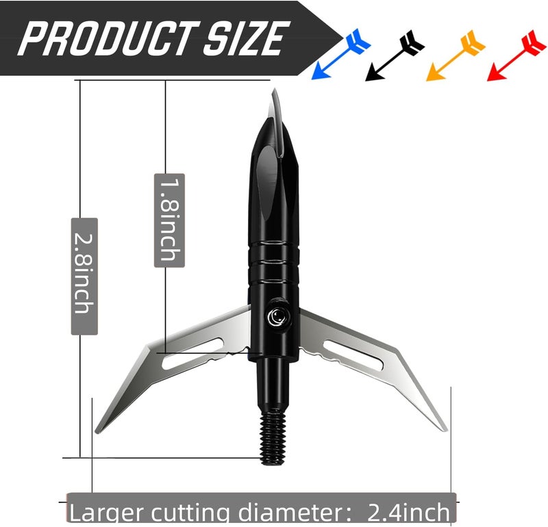 e5e10 12pcs Hunting Broadheads 100 Grain Archery Broadheads 420 Stainless Steel Higher Hardness 2-Blades + 1 pc Broadhead Case for Arrowheads - Image 2