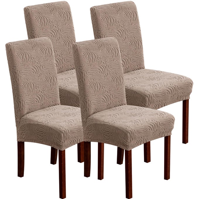 DINING CHAIR COVERS CHAIR COVERS FOR DINING ROOM STRETCH PARSONS CHAIR SLIPCOVER FOR DINING ROOM KITCHEN CHAIR PROTECTOR COVER REMOVABLE WASHABLE TAUPE 4 PACK