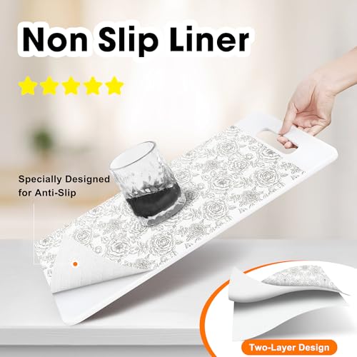 Gopas Drawer and Shelf Liner for Kitchen Cabinets Non-Adhesive, Non-Slip Cabinet Liner Shelf Paper Strong Grip Waterproof Easy to Clean for Kitchen Shelves Cupboard, Flower,12IN X 10FT - Image 2