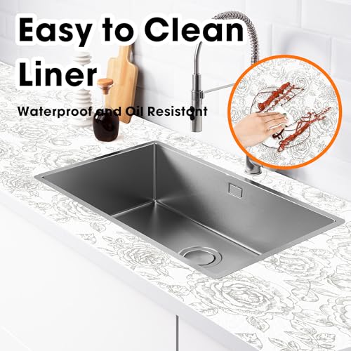 Gopas Drawer and Shelf Liner for Kitchen Cabinets Non-Adhesive, Non-Slip Cabinet Liner Shelf Paper Strong Grip Waterproof Easy to Clean for Kitchen Shelves Cupboard, Flower,12IN X 10FT - Image 3