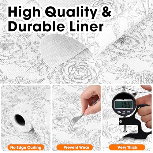 Gopas Drawer and Shelf Liner for Kitchen Cabinets Non-Adhesive, Non-Slip Cabinet Liner Shelf Paper Strong Grip Waterproof Easy to Clean for Kitchen Shelves Cupboard, Flower,12IN X 10FT - Image 5