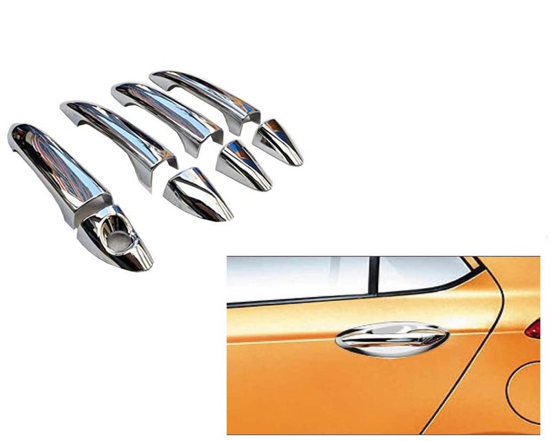 Auto E-Shopping Car Handle Latch Cover Scratch Guard Chrome Finish Front Rear Compatible for Hyundai Xcent 2014 Models Set of 4 Pieces - Image 3