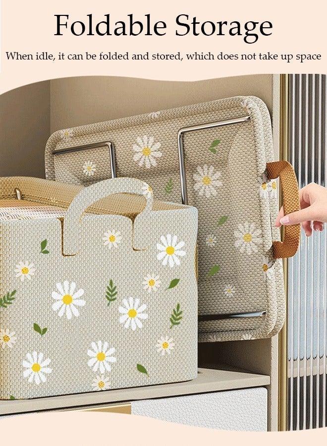 DUNISO 3PCS Wardrobe Clothes Organizer with Portable Handle Steel Frame Support Large Capacity Closet Storage Organizer for Clothes Jeans Washable Closet Storage Boxes Storage Bin for Home Office - Image 2