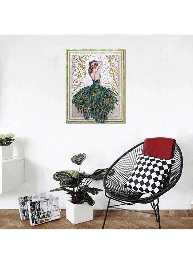 كابتن تيك مجموعة تطريز اللوحات الفنية بالألماس بنمط متقاطع 5D من سلسلة اصنعها بنفسك بتصميم ريش الطاووس متعدد الألوان 50x40Ø³Ù†ØªÙŠÙ…ØªØ± - Image 4