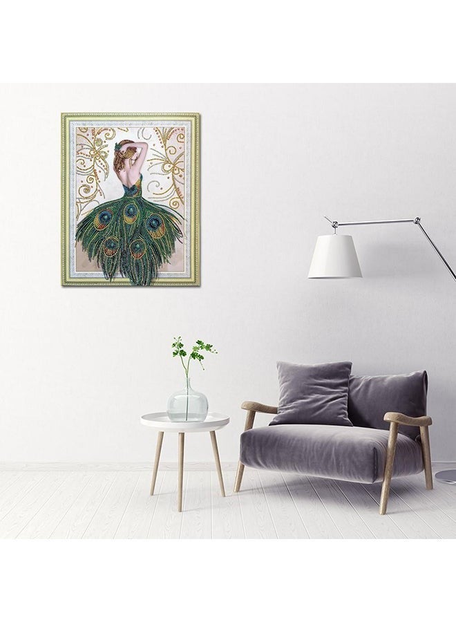 كابتن تيك مجموعة تطريز اللوحات الفنية بالألماس بنمط متقاطع 5D من سلسلة اصنعها بنفسك بتصميم ريش الطاووس متعدد الألوان 50x40Ø³Ù†ØªÙŠÙ…ØªØ± - Image 2