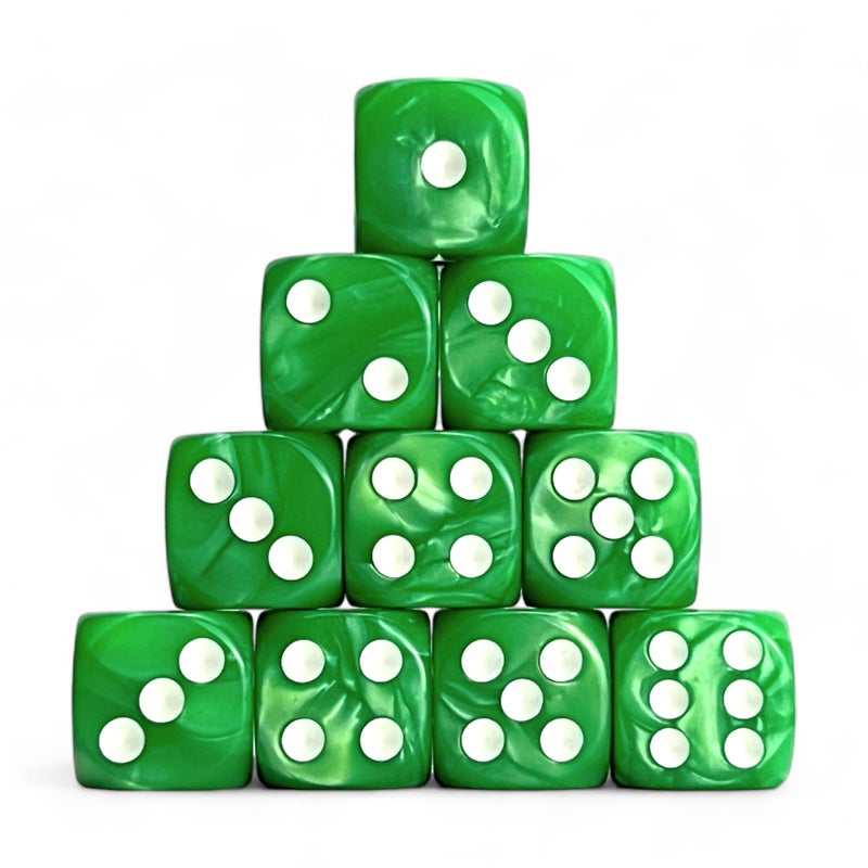 Luck Lab 10Piece Acrylic D6 Dice Pack Green Pearl 16mm Hexahedron for RPG MTG DND Table Games - Image 3