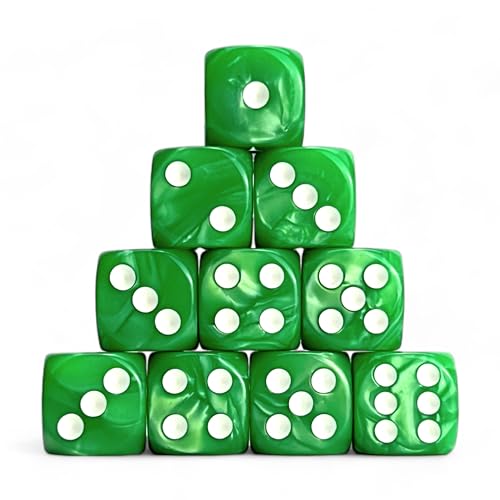 Luck Lab 10Piece Acrylic D6 Dice Pack Green Pearl 16mm Hexahedron for RPG MTG DND Table Games - Image 1