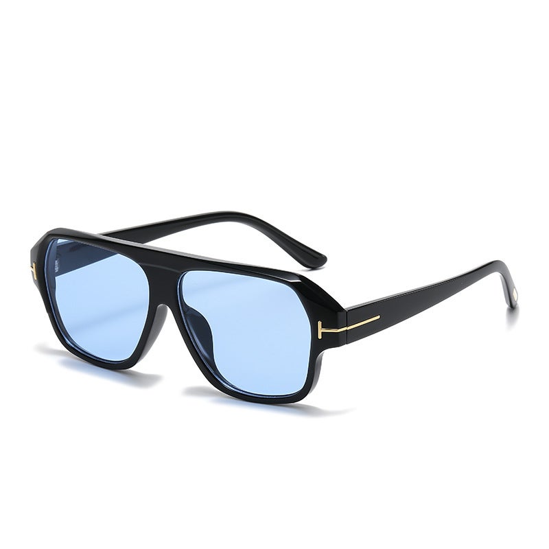 Generic Jet 5163 Square Frame Sunglasses Unisex Black Frame blue sheet C4 