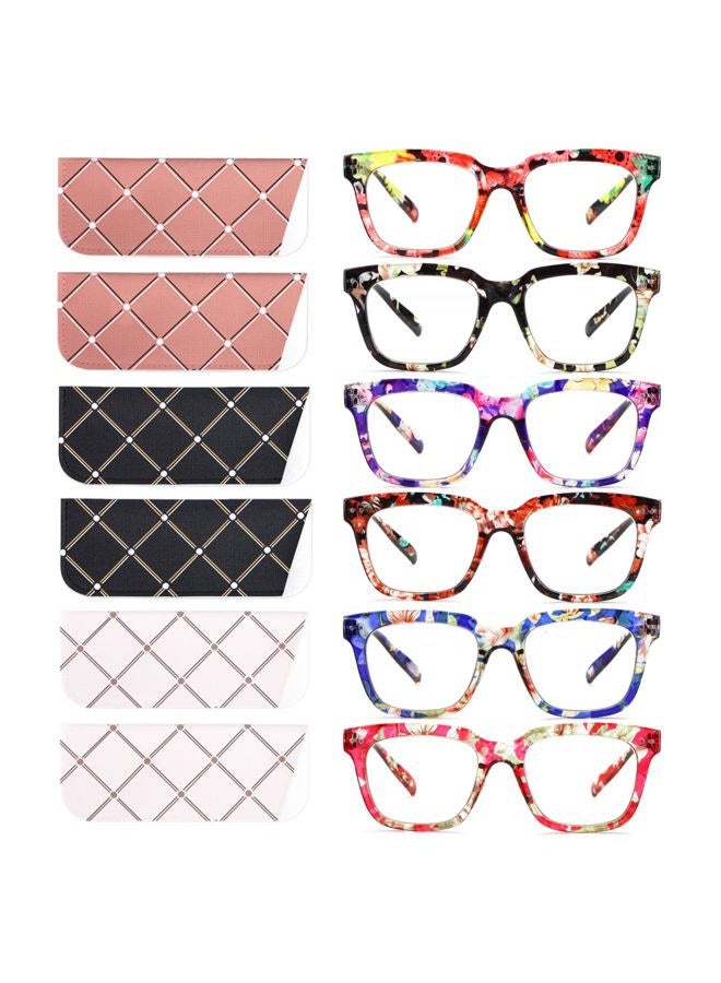 CHOFILORD 6 Pack Fashion Reading Glasses for Women Men Blue Light Blocking Oversized Square Readers with Spring Hinge (6 Pack Colorful C, 1.75, x) - Image 1