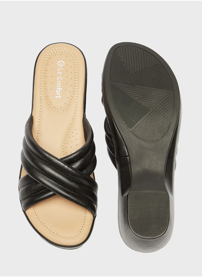 Le Confort Cross Strap Mid Heel Sandals