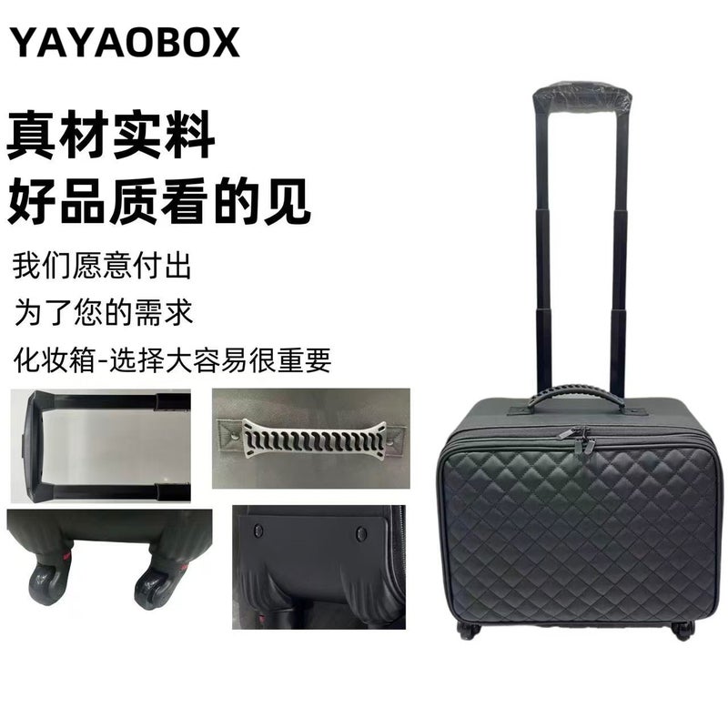 Professional Trolley Bag Height Makeup Artist Oxford Cloth Cosmetic Case Large Capacity Travel Portable Universal Wheel Multi-Layer Partition - Image 4