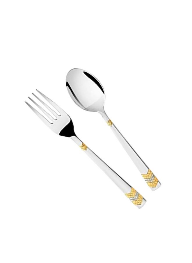 FNS FnS RAGA 24 Karat Gold Plated 12 Pcs Cutlery Set (6 Pc Dinner Spoons, 6 Pc Dinner Fork)  - Image 1