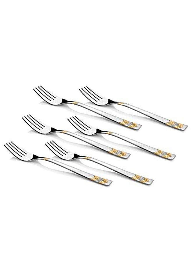 FNS FnS RAGA 24 Karat Gold Plated 12 Pcs Cutlery Set (6 Pc Dinner Spoons, 6 Pc Dinner Fork)  - Image 3