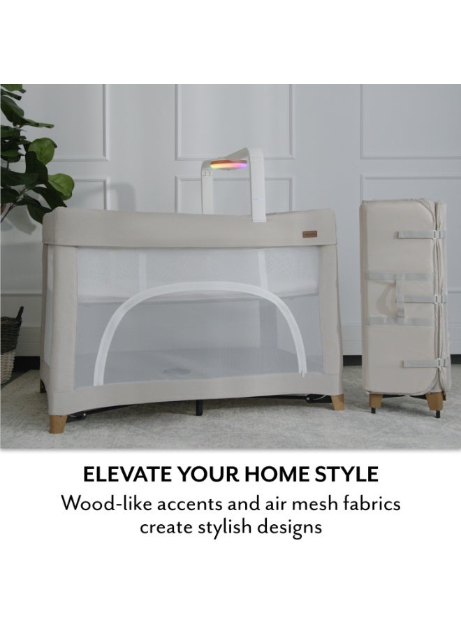 Evenflo - Eris One-Hand Playard With Bassinet - Coastal Coffee - Image 5