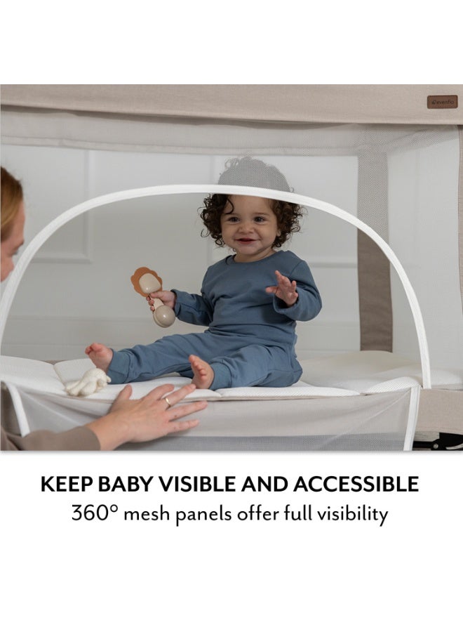 Evenflo - Eris One-Hand Playard With Bassinet - Coastal Coffee - Image 3