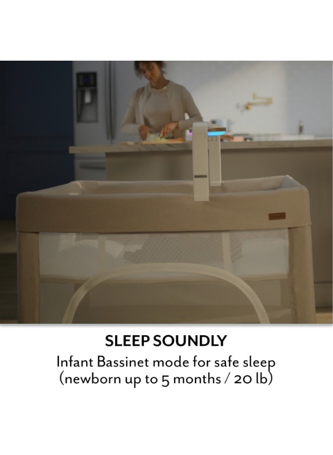 Evenflo - Eris One-Hand Playard With Bassinet - Coastal Coffee - Image 4