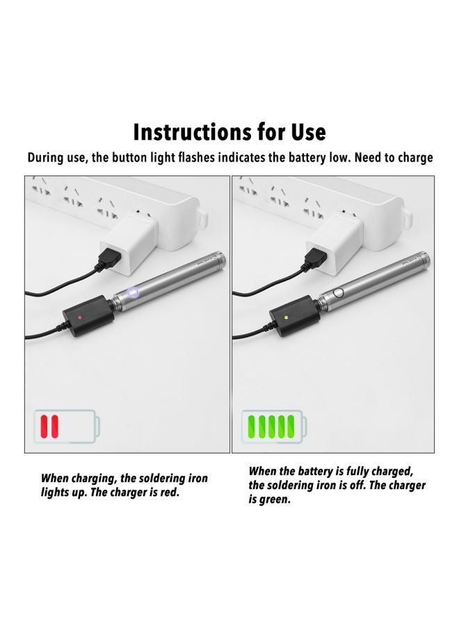 كاوية لحام لاسلكية مزودة بموصل USB فضي 15x4x10.5سم - Image 3