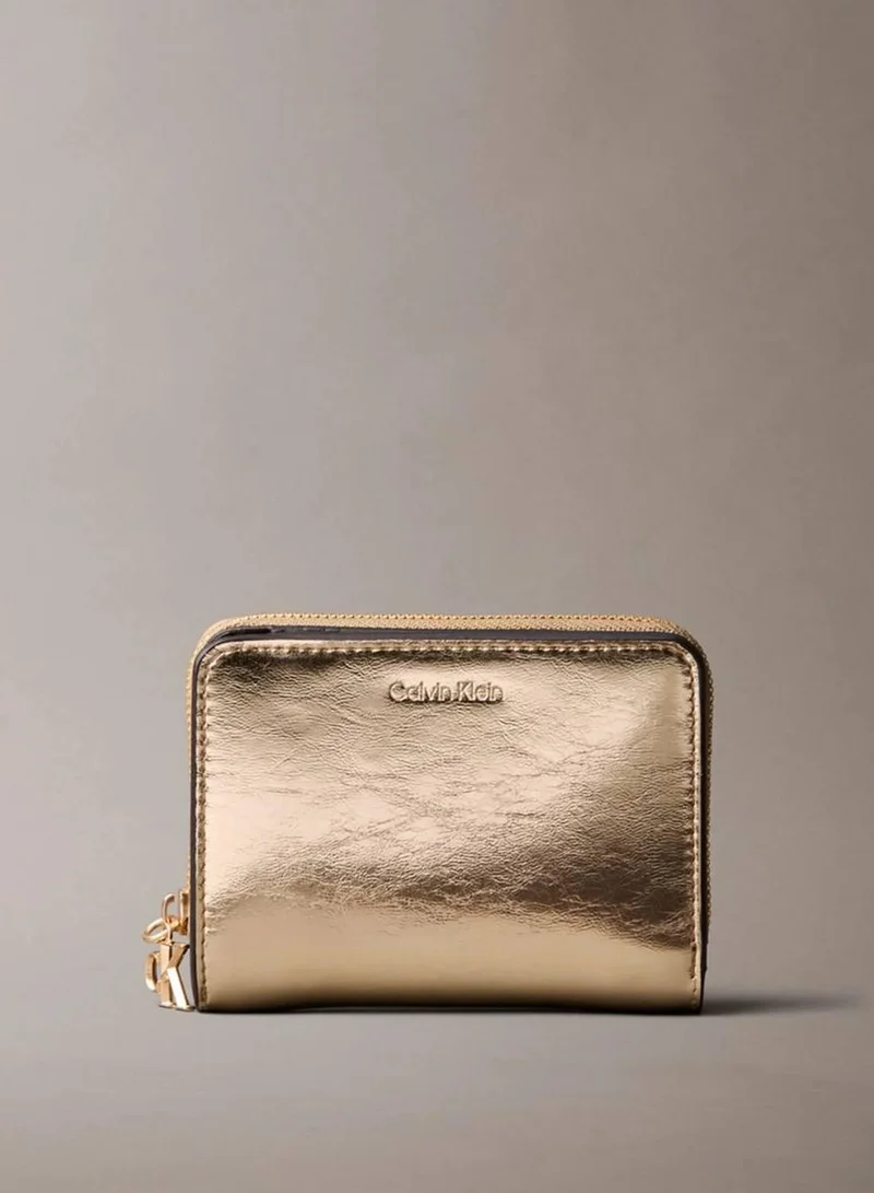 Metallic Monogram Zip Wallet