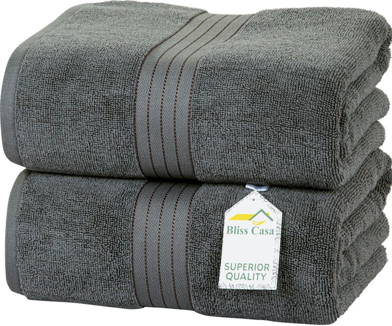 Bliss Casa Large Bath Sheets 35 x 70 Inch (2 Pack) 600 GSM Combed Cotton Highly Absorbent Quick Dry Hotel Bath Sheet Set (Dark Grey)