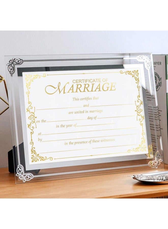 wootile Marriage Certificates with Gold Foil Edges 11 x 8.5 Inch Blank Certificate Paper Wedding Certificates Blank Wedding Certificate for Wedding Ceremony Proposals 24 Pcs (Gold) - Image 2
