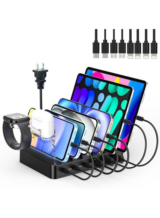 The Multi-port Wireless Charger Is Suitable For Apple Samsung Mobile Phone Tablet Watch Headset Six-in-one Wireless Charger-Color:Black  - Image 2