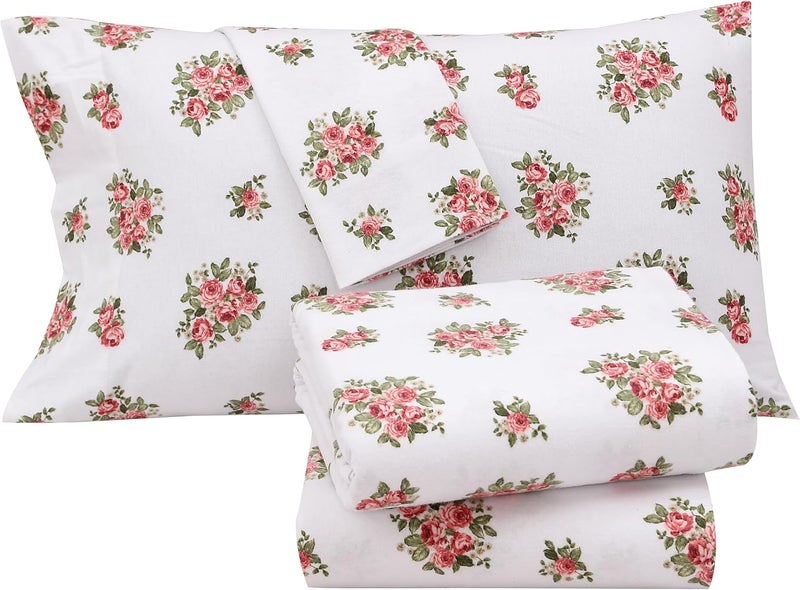 RUVANTI Flannel Sheets Full Size - 100% Cotton Double Brushed Bed Sheets Set, Deep Pockets 16 Inches, All Seasons Breathable & Extra Soft Full Sheets, Warm & Cozy, 4 Piece, Bali