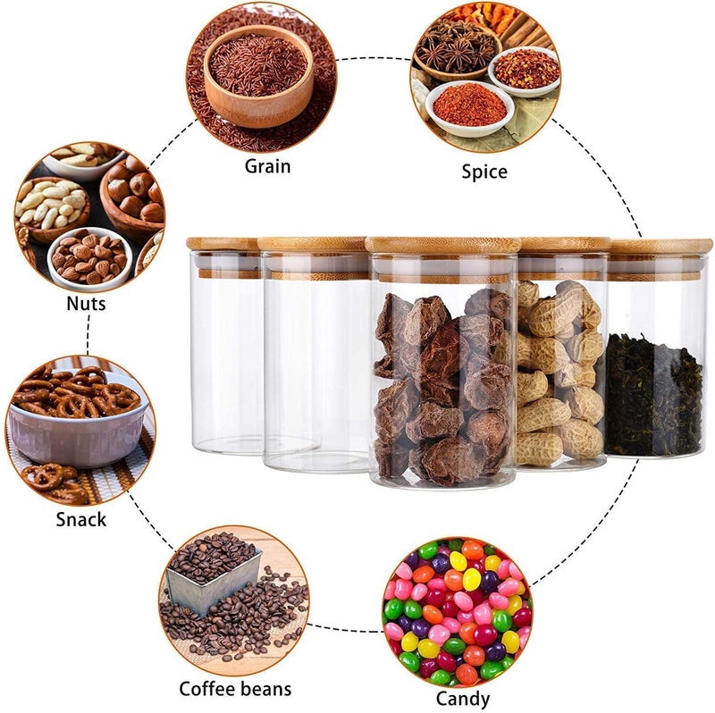 LARYNX 1000ML Glass Jars with Wooden Lids For Kitchen Storage Borosilicate Glass Food Storage Containers Airtight glass jar for Tea Coffee Spice Candy Round 1000ml Pack of 4 - Image 5