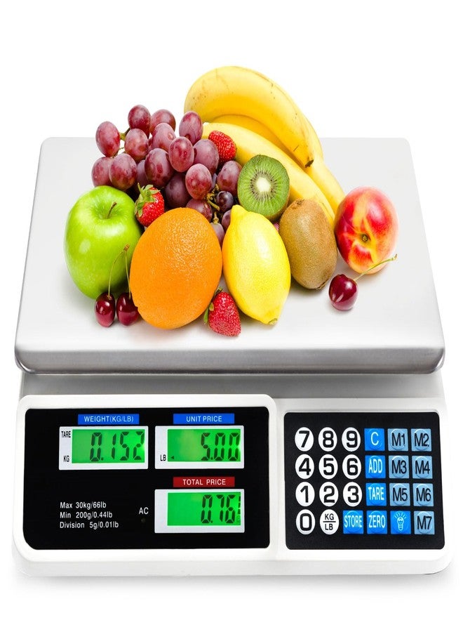 Giantex Price Computing Scale, 66 lbs LCD Digital Commercial Food Meat Produce Weighing Scale in lb & kg, Stainless Steel Electronic Kitchen Scale for Farmers Market, Retail Outlets, Meat Shop - Image 1
