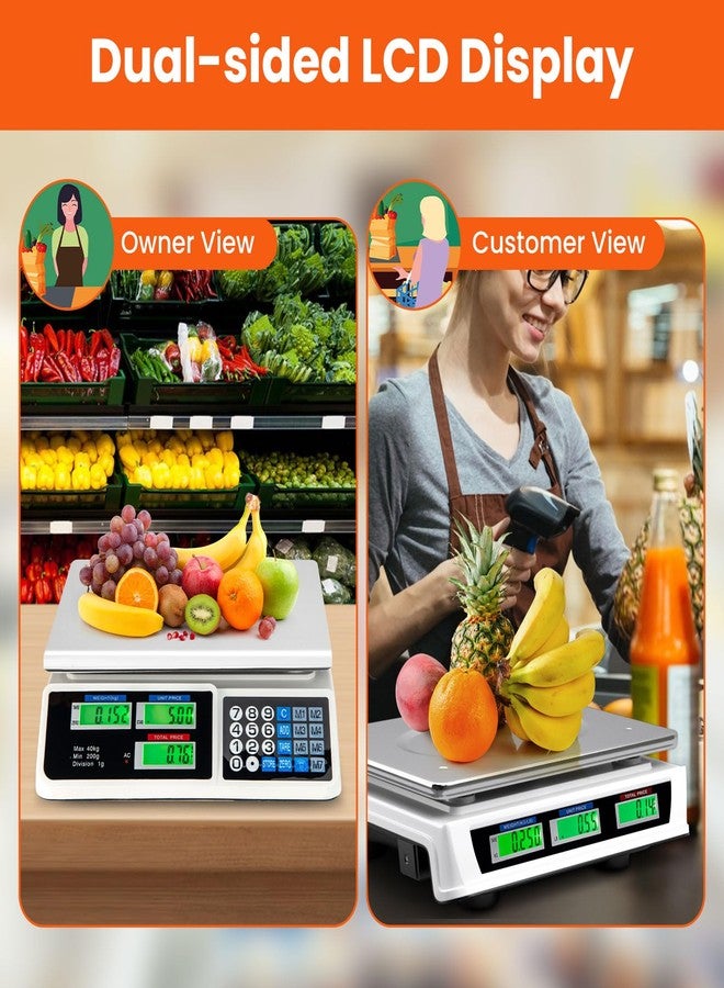 Giantex Price Computing Scale, 66 lbs LCD Digital Commercial Food Meat Produce Weighing Scale in lb & kg, Stainless Steel Electronic Kitchen Scale for Farmers Market, Retail Outlets, Meat Shop - Image 2