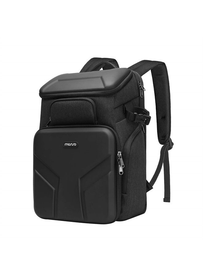 Mosiso حقيبة ظهر كاميرا، حقيبة كاميرا مقاومة للماء بحجم 17.3 بوصة لكاميرات DSLR/SLR/مرآة مع حافظة صلبة أمامية وفتحة لابتوب وحامل ثلاثي الأرجل وغطاء مطر متوافق مع كانون/نيكون/سوني، رمادي فضائي - Image 1