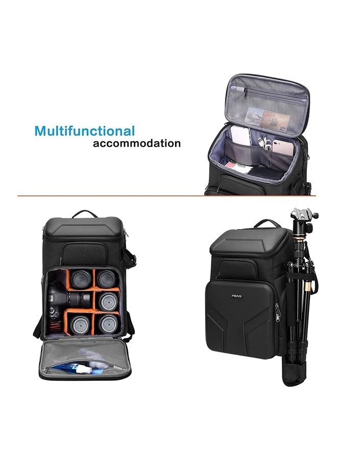 Mosiso حقيبة ظهر كاميرا، حقيبة كاميرا مقاومة للماء بحجم 17.3 بوصة لكاميرات DSLR/SLR/مرآة مع حافظة صلبة أمامية وفتحة لابتوب وحامل ثلاثي الأرجل وغطاء مطر متوافق مع كانون/نيكون/سوني، رمادي فضائي - Image 2