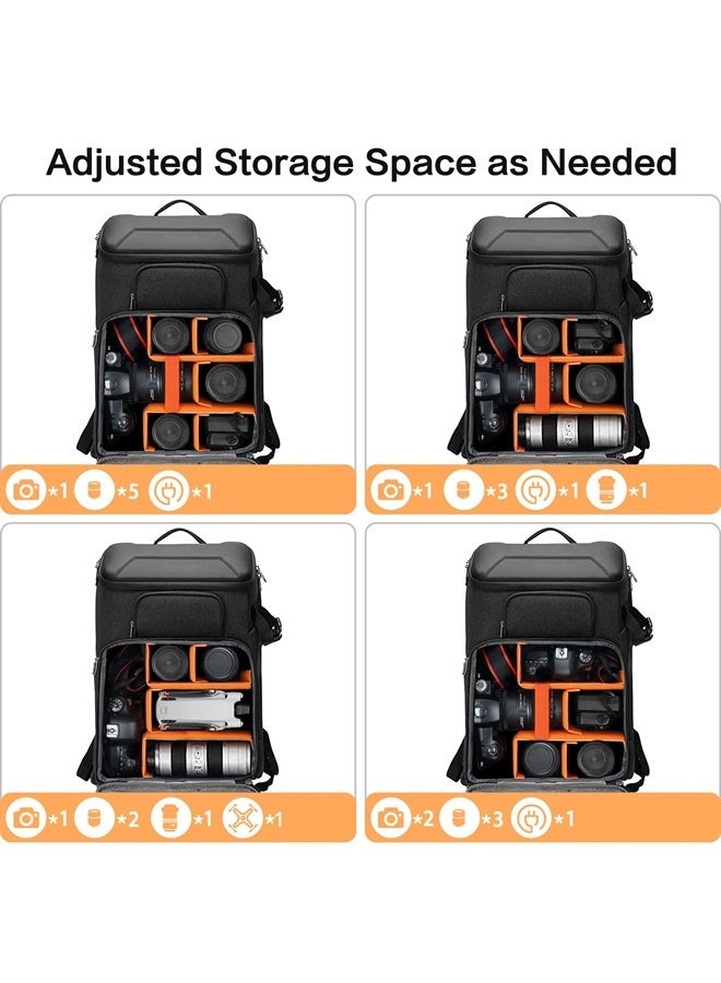 Mosiso حقيبة ظهر كاميرا، حقيبة كاميرا مقاومة للماء بحجم 17.3 بوصة لكاميرات DSLR/SLR/مرآة مع حافظة صلبة أمامية وفتحة لابتوب وحامل ثلاثي الأرجل وغطاء مطر متوافق مع كانون/نيكون/سوني، رمادي فضائي - Image 3