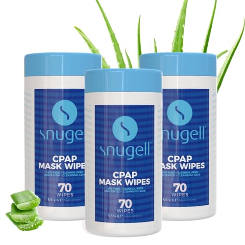 Snugell Unscented CPAP Mask Wipes 3 Canisters 70 Wipes Each 100 Soft Cotton SkinSafe with Aloe Vera Lint Alcohol Free Perfect for Cleaning CPAP Masks Tubes and Devices - Image 2