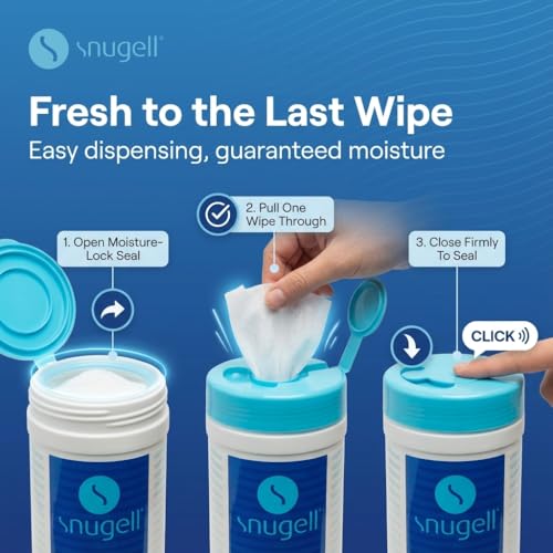 Snugell Unscented CPAP Mask Wipes 3 Canisters 70 Wipes Each 100 Soft Cotton SkinSafe with Aloe Vera Lint Alcohol Free Perfect for Cleaning CPAP Masks Tubes and Devices - Image 5