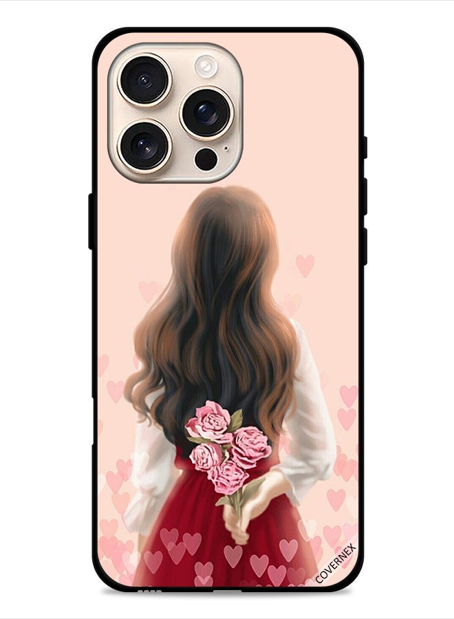 Covernex Apple iPhone 16 Pro Max Protective Case Cover Girl Hiding Flowers  - Image 1