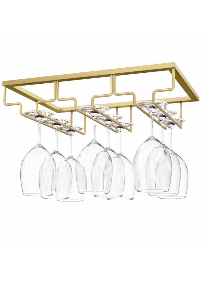NUOVOWARE Nuovoware Wine Glass Rack - Under Cabinet Stemware Wine Glass Hanger Rack Holder for Bar Kitchen Cabinet, 3 Rows - Gold  - Image 1