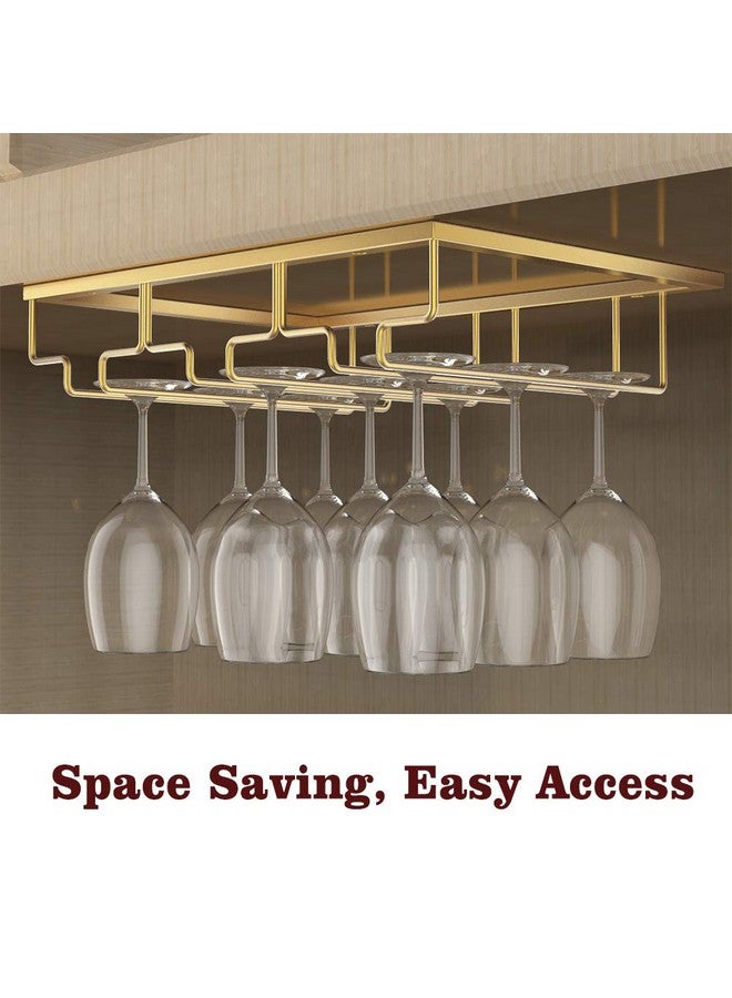 NUOVOWARE Nuovoware Wine Glass Rack - Under Cabinet Stemware Wine Glass Hanger Rack Holder for Bar Kitchen Cabinet, 3 Rows - Gold  - Image 2
