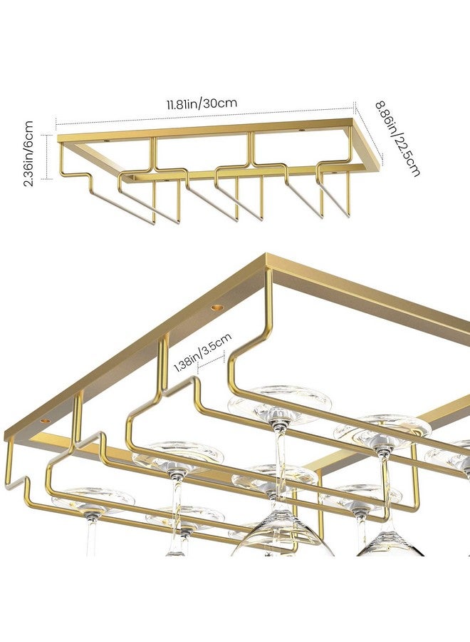 NUOVOWARE Nuovoware Wine Glass Rack - Under Cabinet Stemware Wine Glass Hanger Rack Holder for Bar Kitchen Cabinet, 3 Rows - Gold  - Image 5