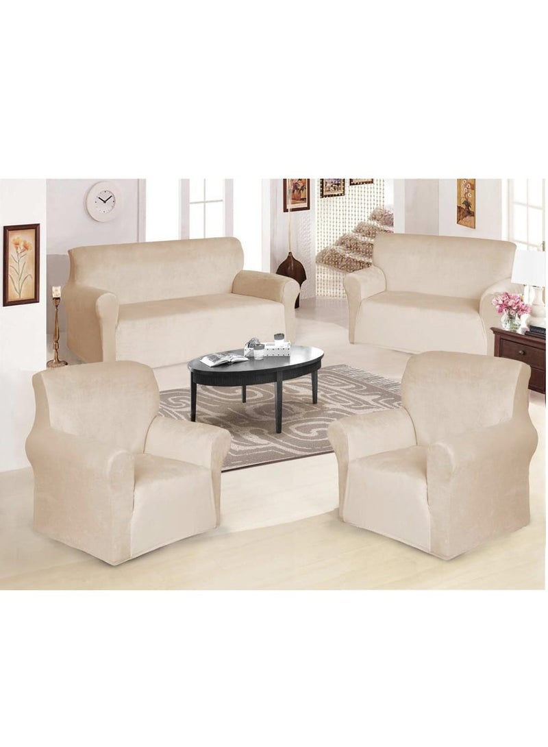 EVORY HOME Sofa Cover Velvet 4-Pieces Set of 7-Seater (3+2+1+1) Super Stretchable Anti-Wrinkle Slip Resistant Furniture Protector - Image 1