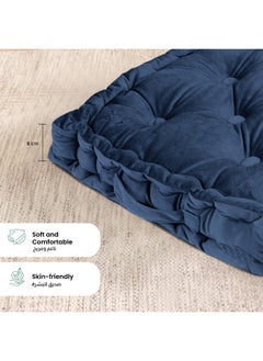 Rest Box Cushion Seat Pad Premium Velvet Chair Pad Adults Chair Armchair Navy Blue 40Cm X 40Cm + 8Cm  - Image 2