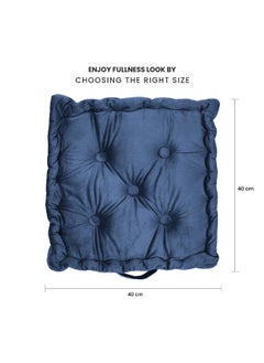 Rest Box Cushion Seat Pad Premium Velvet Chair Pad Adults Chair Armchair Navy Blue 40Cm X 40Cm + 8Cm  - Image 5