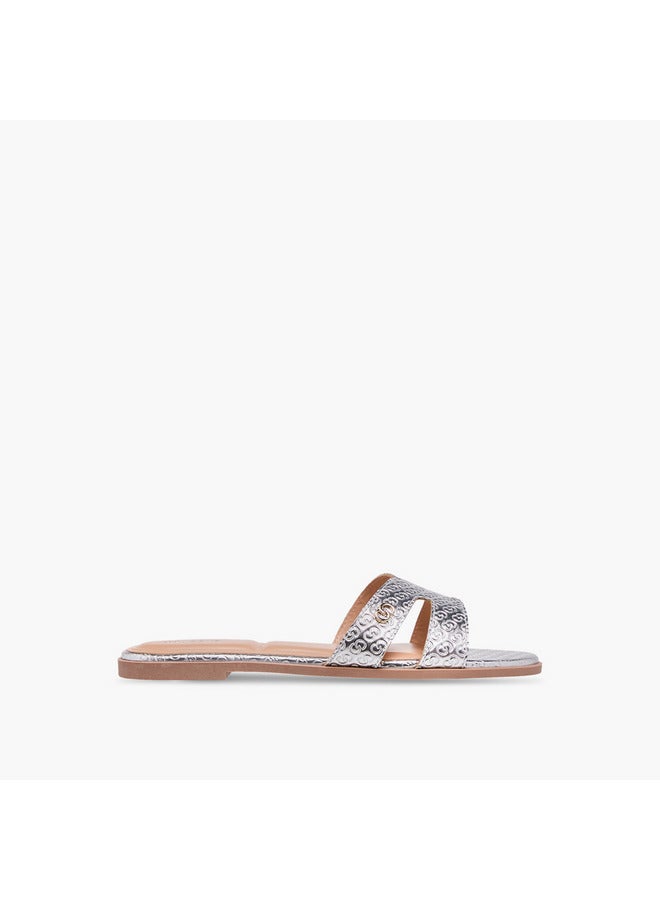 Celeste Women's Monogram Emobossed Slip-On Flat Sandals  - Image 3