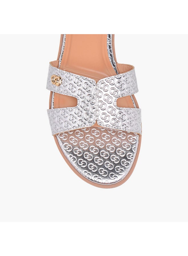 Celeste Women's Monogram Emobossed Slip-On Flat Sandals  - Image 4