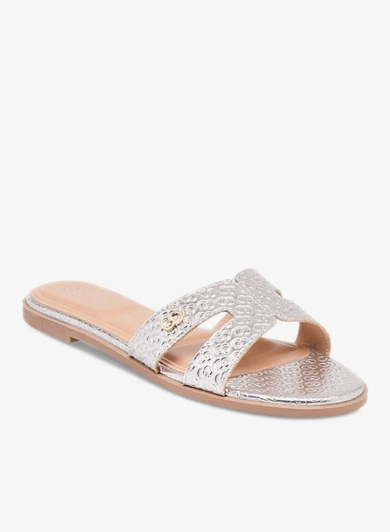 Celeste Women's Monogram Emobossed Slip-On Flat Sandals