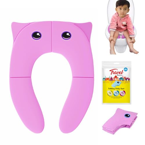 TECHHARK® Baby Potty Training Toilet Seat for Boys And Girls Kids, Non-Slip with Splash Guard, Fits Round & Oval Toilets, (TRAVEL PINK) - Image 2