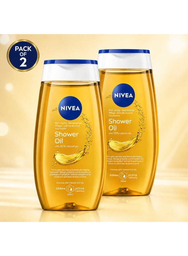 NIVEA Natural Oil Shower Oil 200 ml (PACK OF 2)