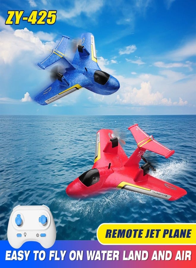 RoofWorld RC Water Plane,RC Airplane for Water Land and Air, Remote Control Airplane Flying Fighter Toys,2.4GHz 6-axis Gyro Stabilizer RTF Glider Aircraft Jet for Kids Adults Beginners Boys (Blue) - Image 3
